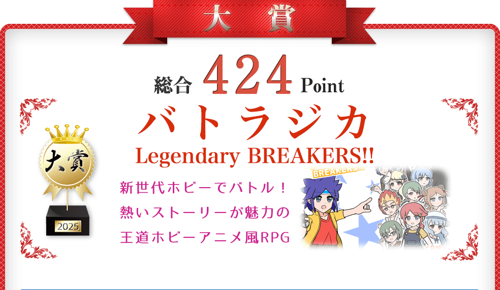 【大賞】バトラジカ　Legendary BREAKERS!!（ホビーアニメ風RPG）総合424Point
