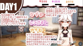 ケモショタ花嫁♂ティーくんのえっちな花嫁修行（体験版）のゲーム画面「育成画面の説明です」