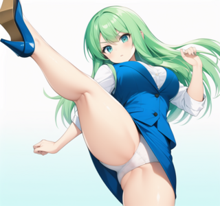 ガン・リーフポリスのゲーム画面「キックでパンチラ！」